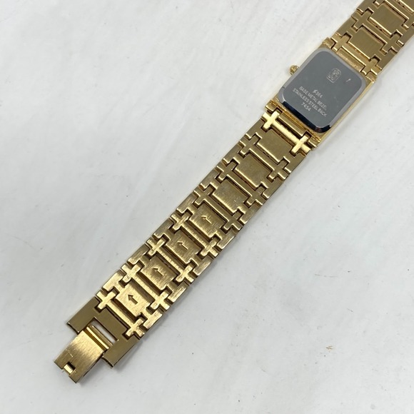 Vtg Jules Jurgensen Diamond Tank Watch Women 19mm Gold Tone New Battery 7.25" - Picture 16 of 16